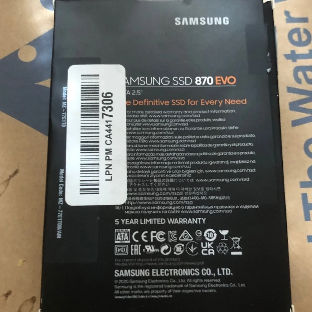 Samsung 870 EVO 1TB SSD in Black with Orange Accents